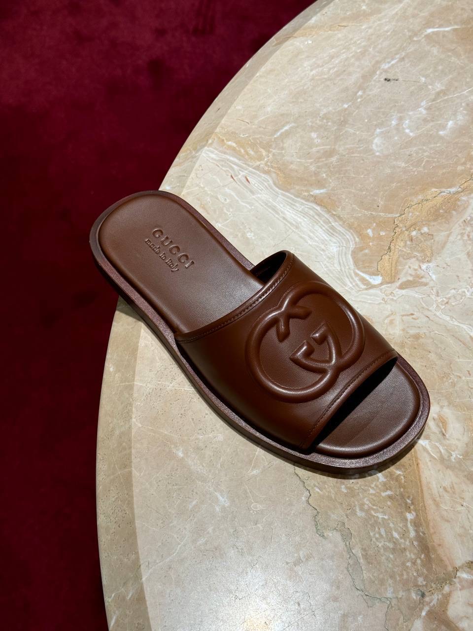 GUCCI Slides front view - Men's luxury Shoes
