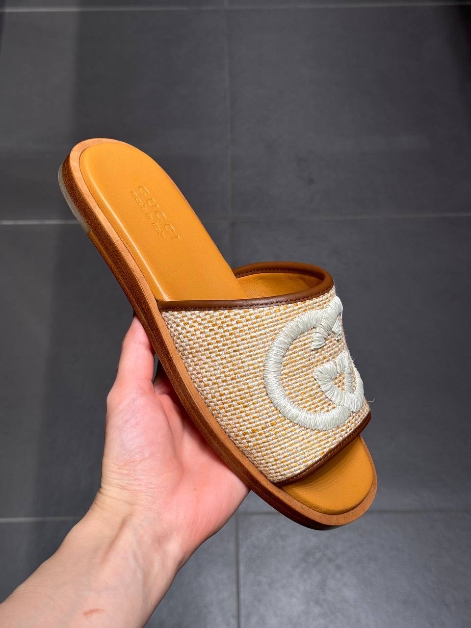 GUCCI Slides front view - Men's luxury Shoes