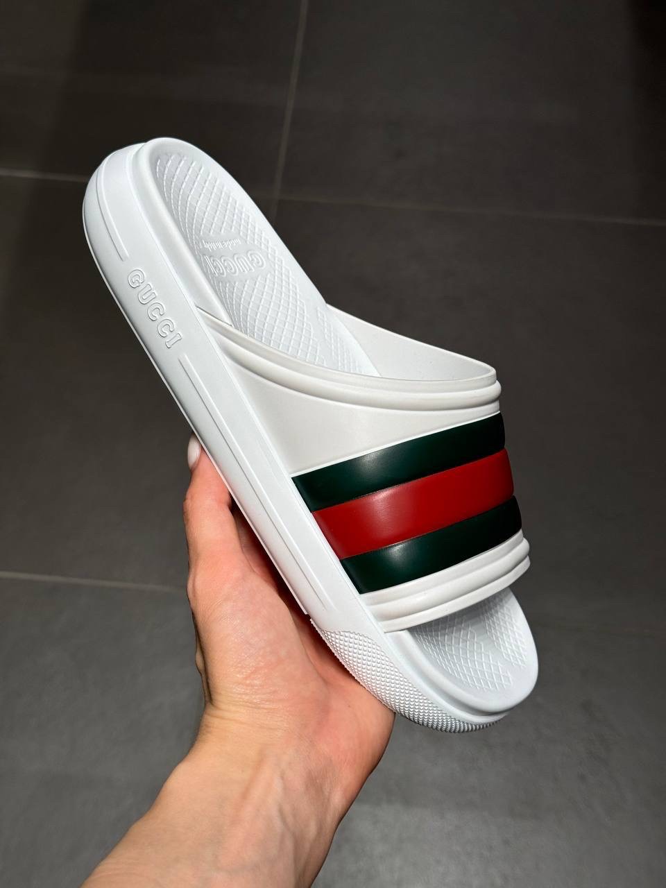 GUCCI Slides front view - Men's luxury Shoes