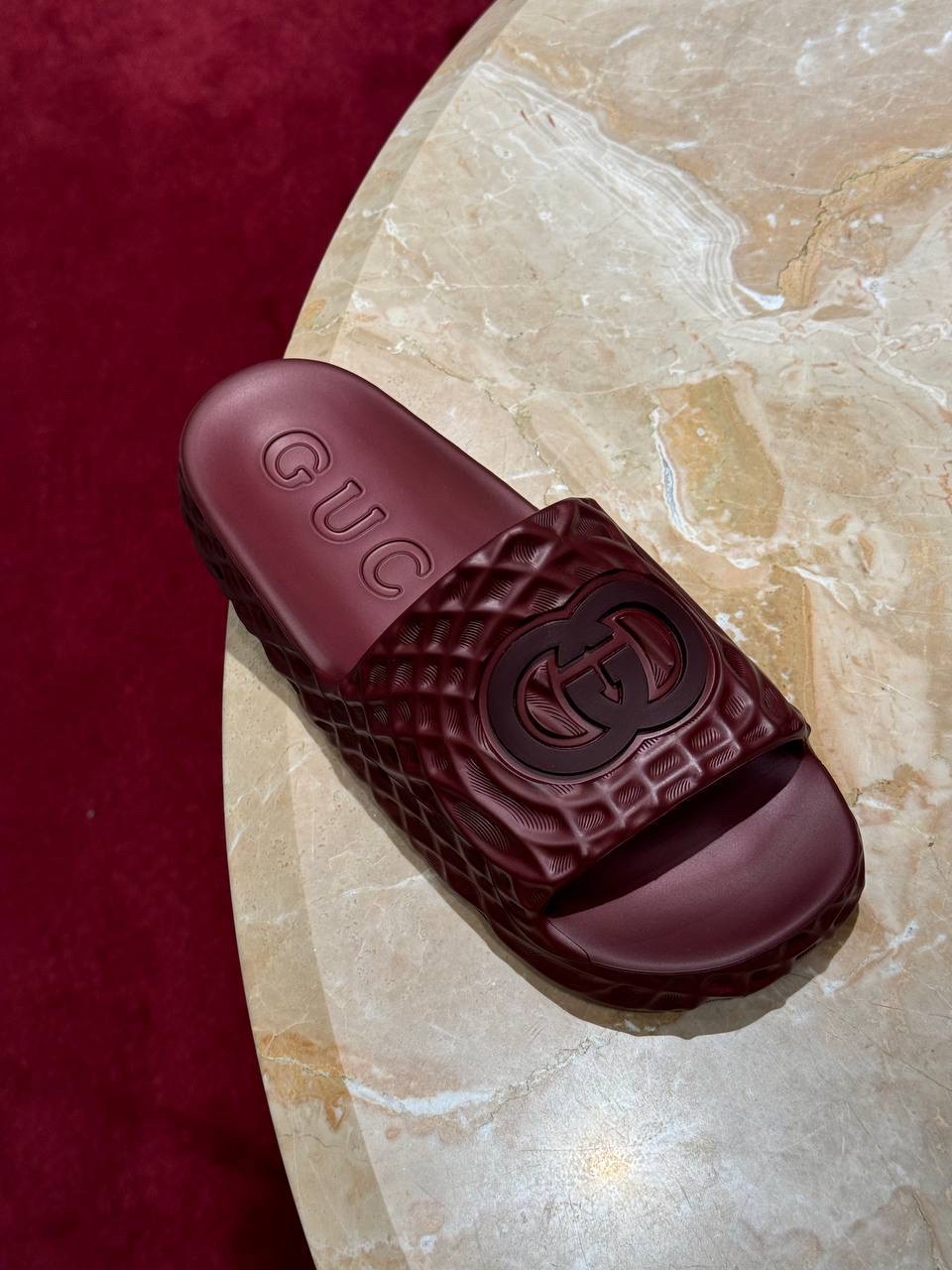 GUCCI Slides front view - Men's luxury Shoes