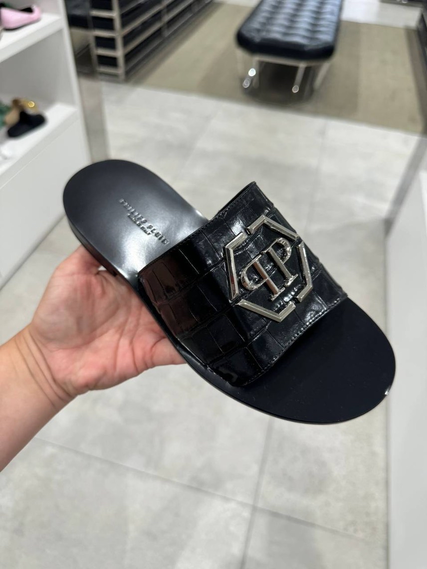 PHILIPP PLEIN Slides front view - Men's luxury Shoes