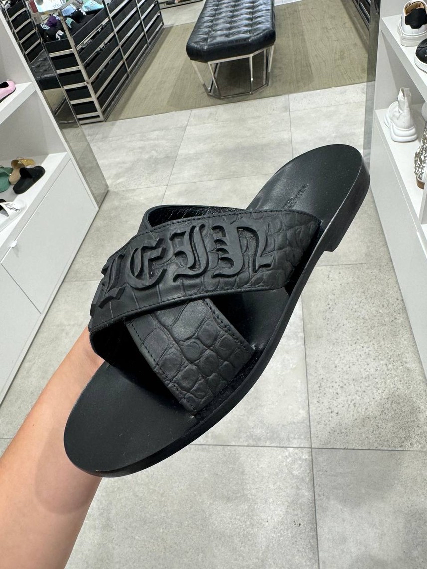 PHILIPP PLEIN Slides front view - Men's luxury Shoes