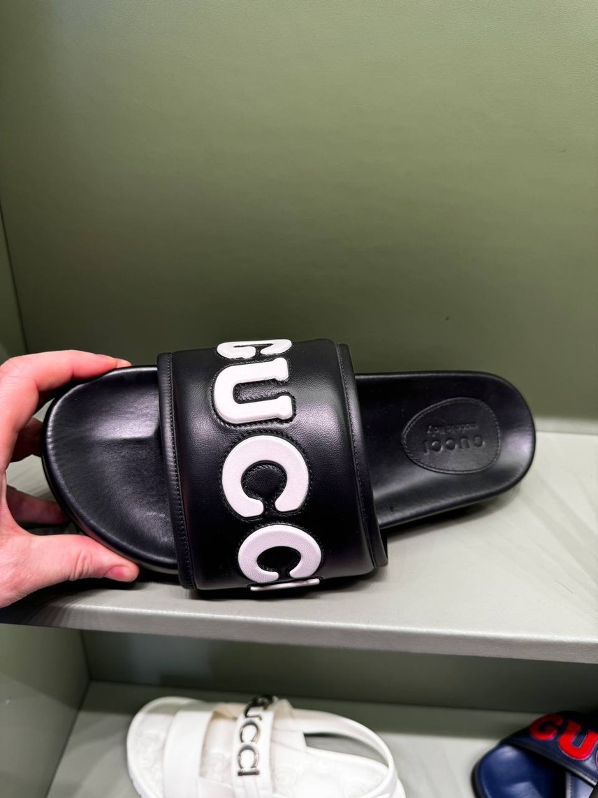 GUCCI Slides front view - Men's luxury Shoes