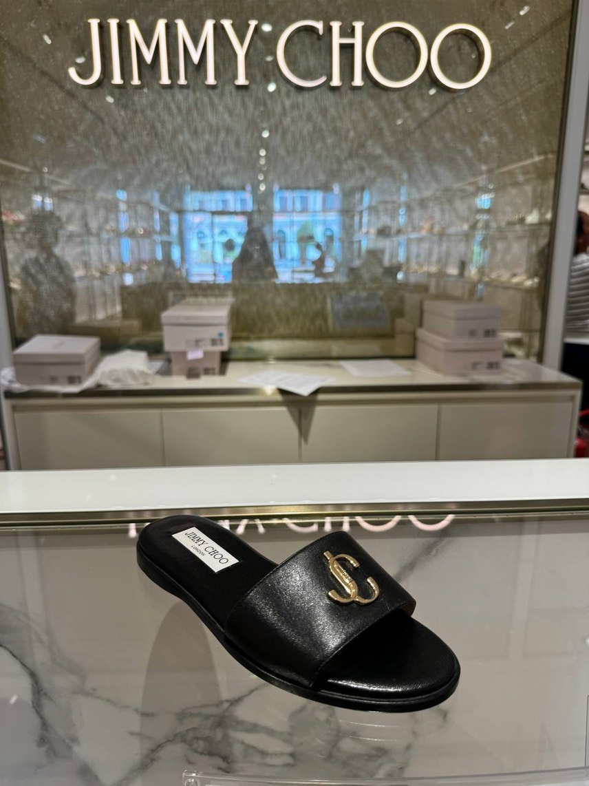 JIMMY CHOO Slides side view - Women's luxury Shoes