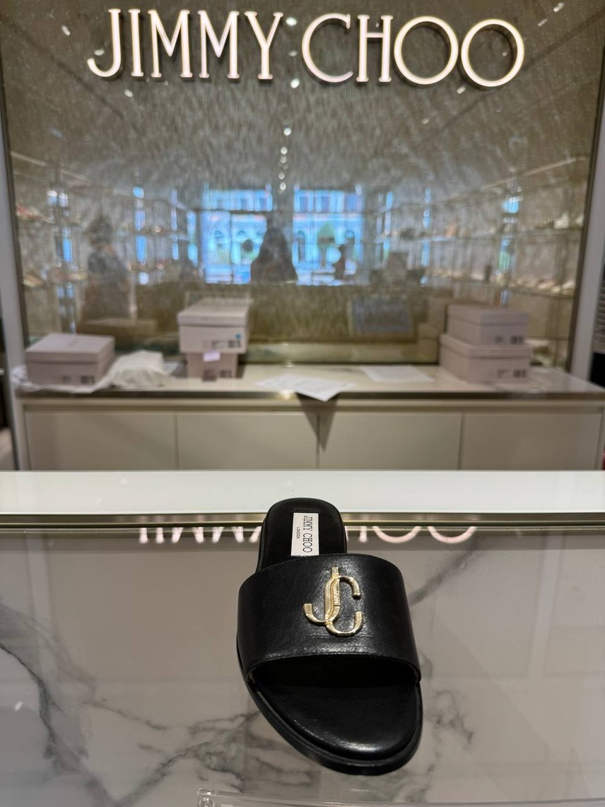 JIMMY CHOO Slides side view - Women's luxury Shoes