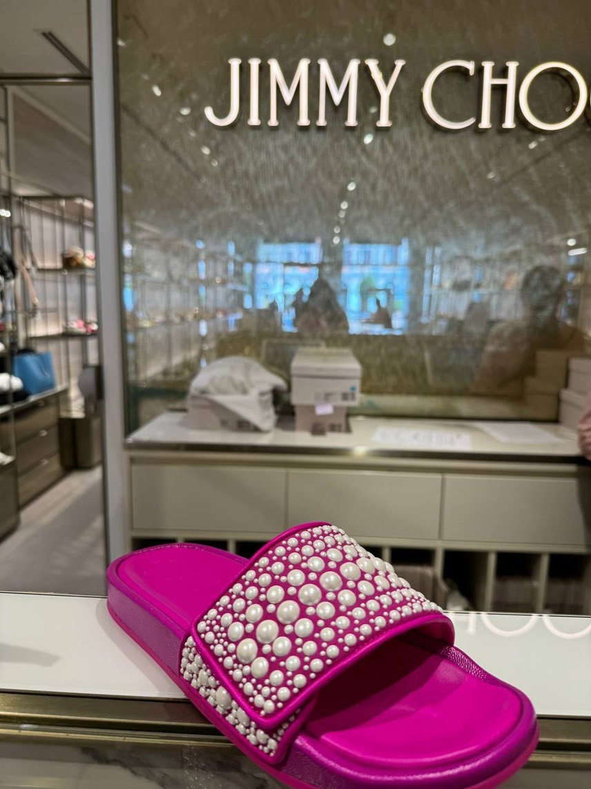 JIMMY CHOO Slides side view - Women's luxury Shoes