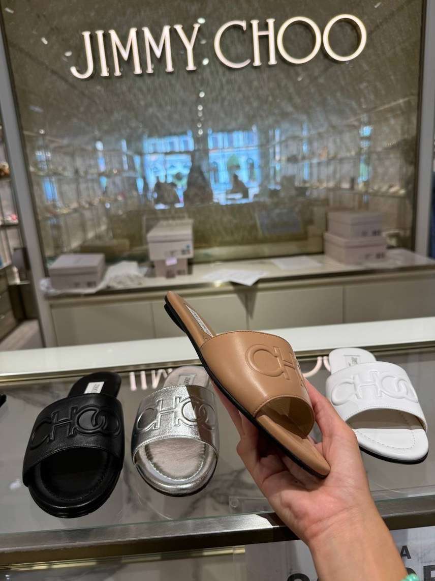 JIMMY CHOO Slides side view - Women's luxury Shoes