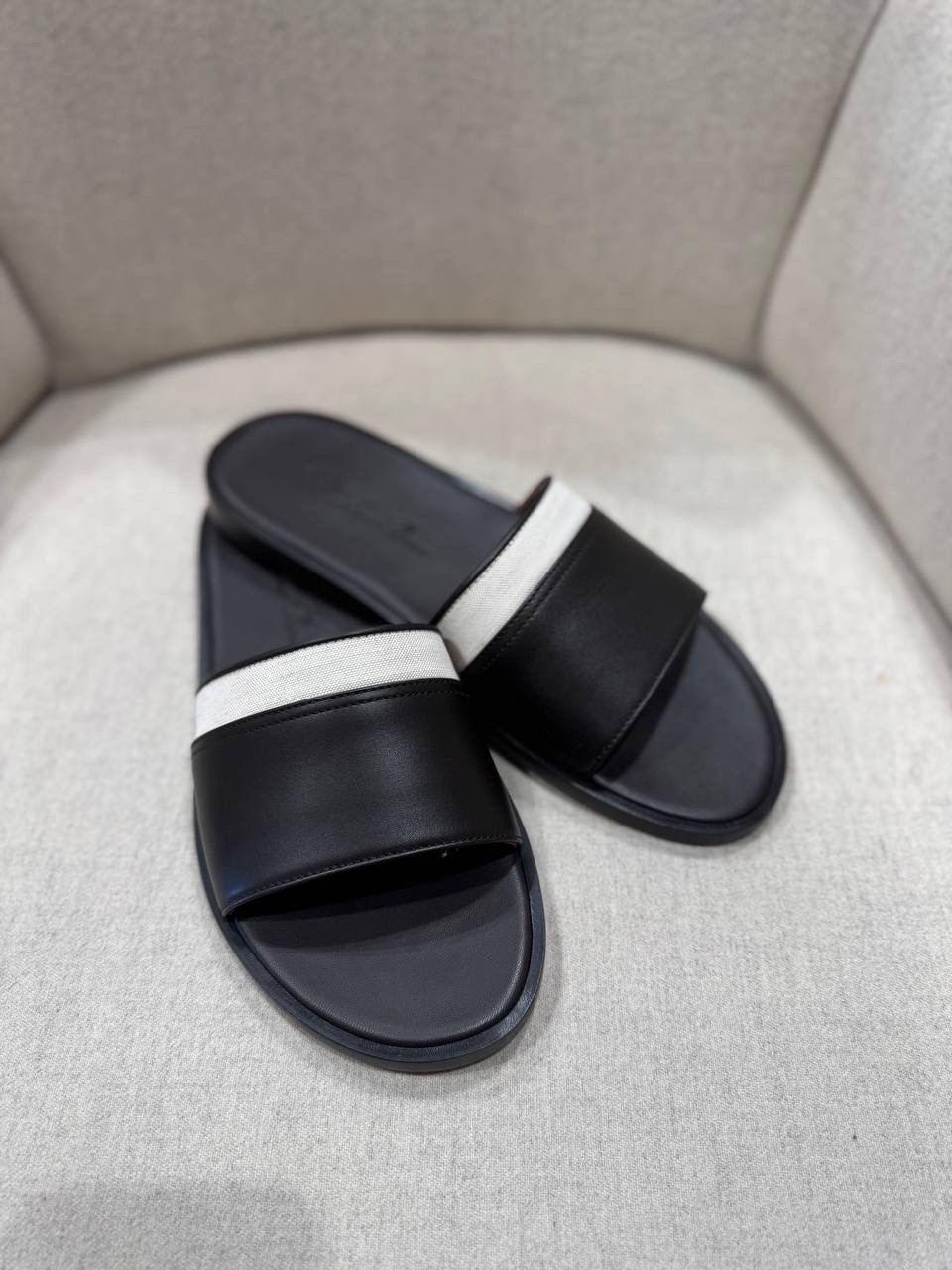 LORO PIANA Slides front view - Men's luxury Shoes