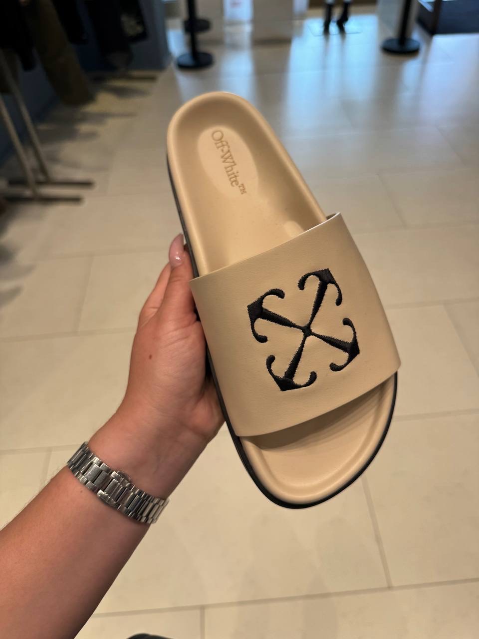 OFF-WHITE Slides side view - Men's luxury Shoes
