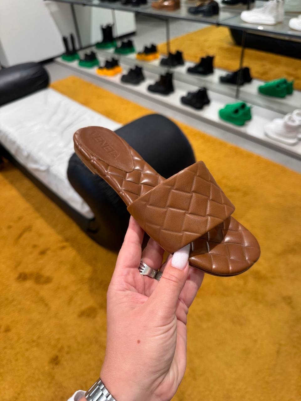 BOTTEGA VENETA Slides front view - Women's luxury Shoes