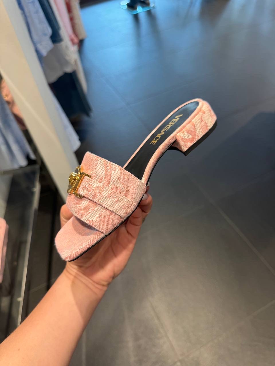 VERSACE Slides side view - Women's luxury Shoes