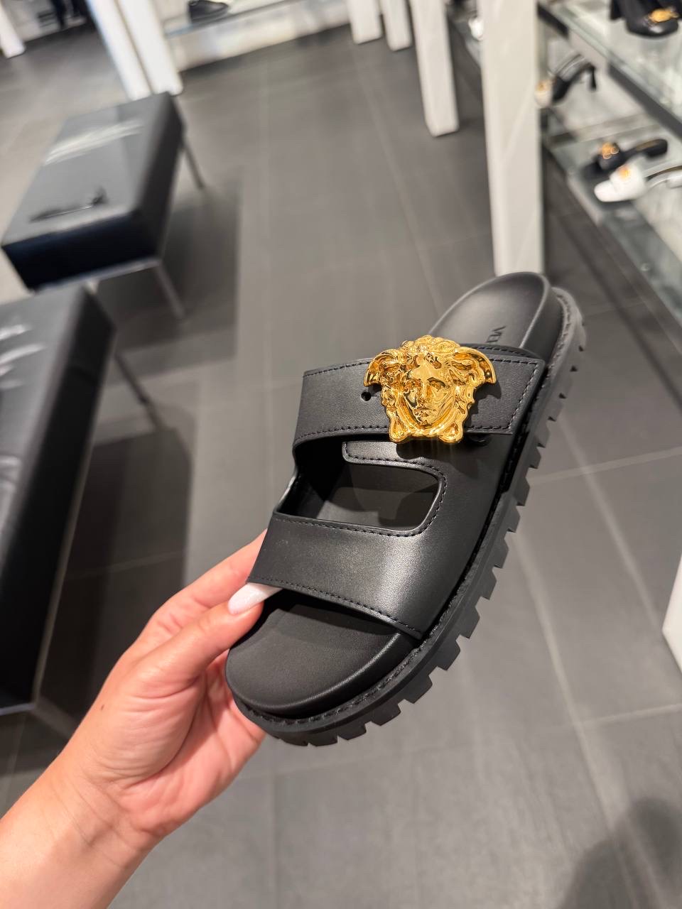 VERSACE Slides front view - Women's luxury Shoes