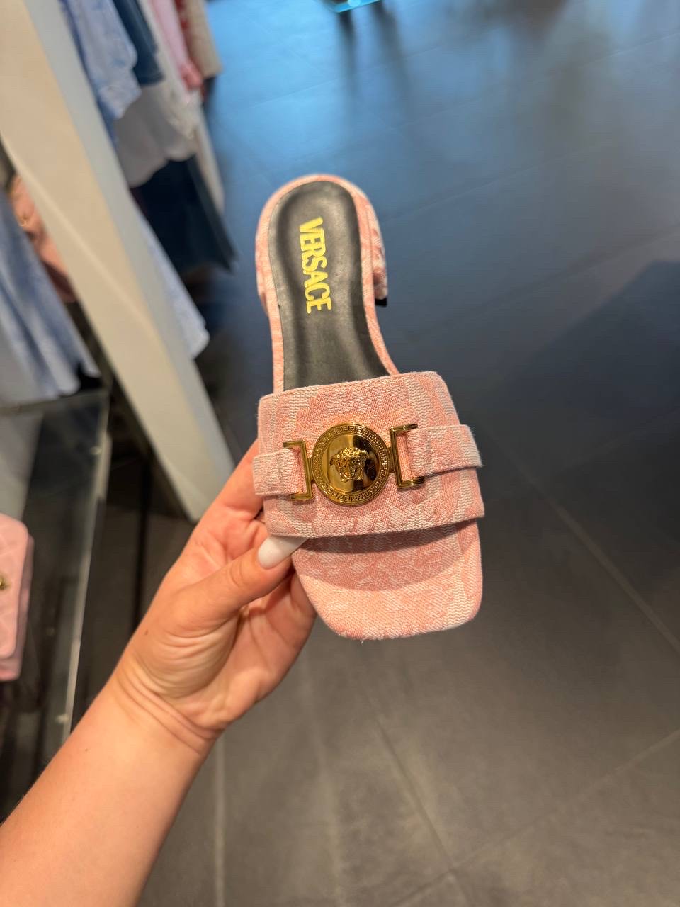 VERSACE Slides side view - Women's luxury Shoes