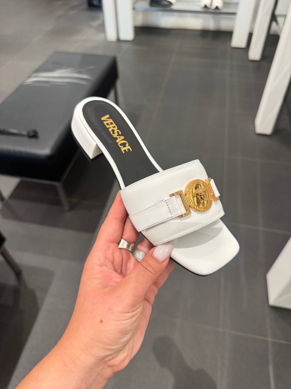 VERSACE Slides front view - Women's luxury Shoes