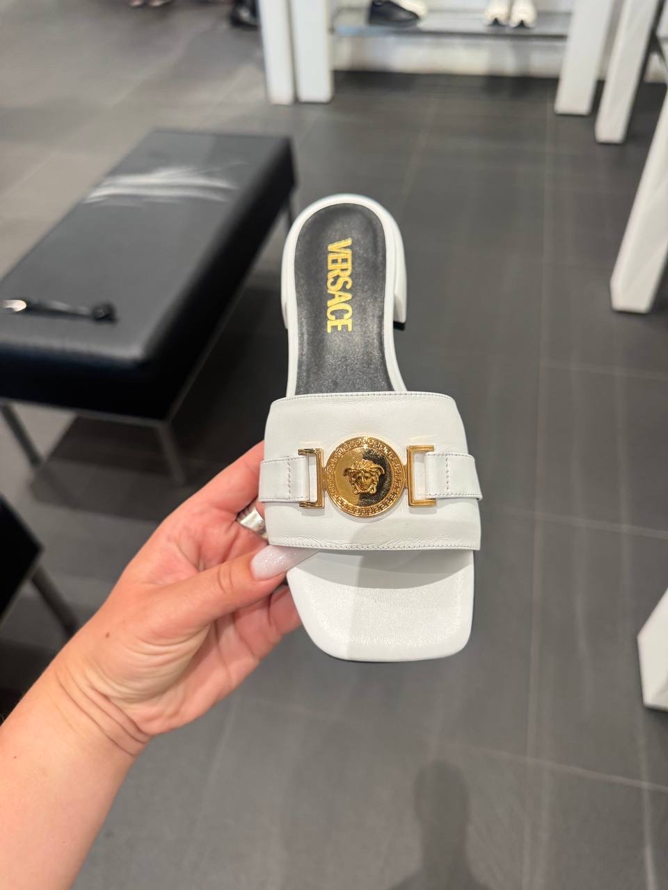 VERSACE Slides side view - Women's luxury Shoes