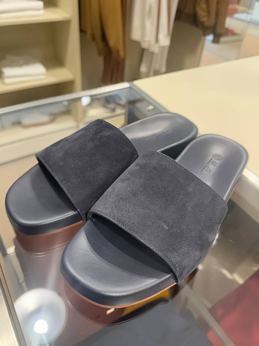 LORO PIANA Slides front view - Men's luxury Shoes