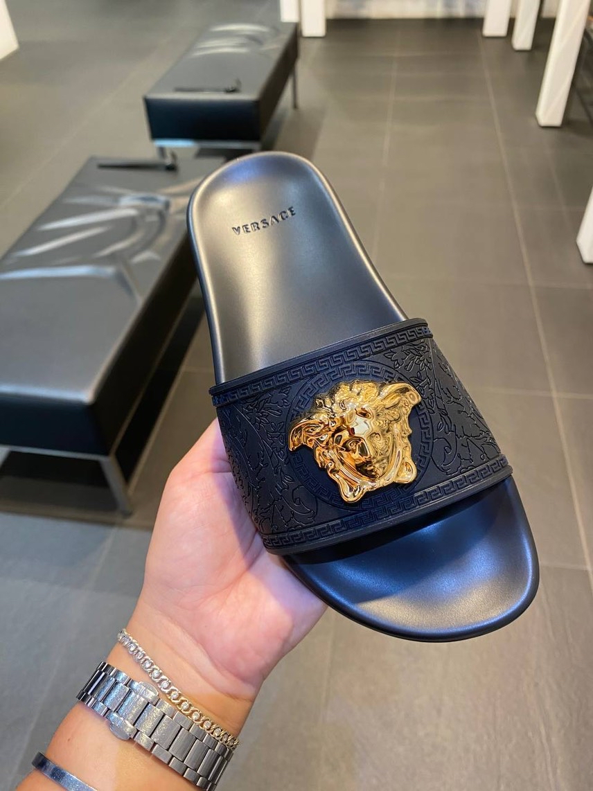 VERSACE Slides side view - Women's luxury Shoes