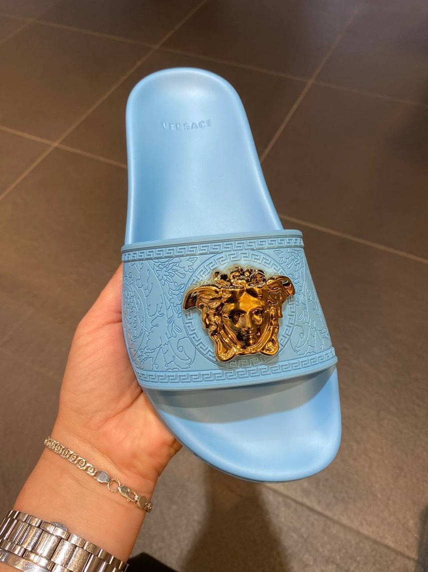 VERSACE Slides side view - Women's luxury Shoes
