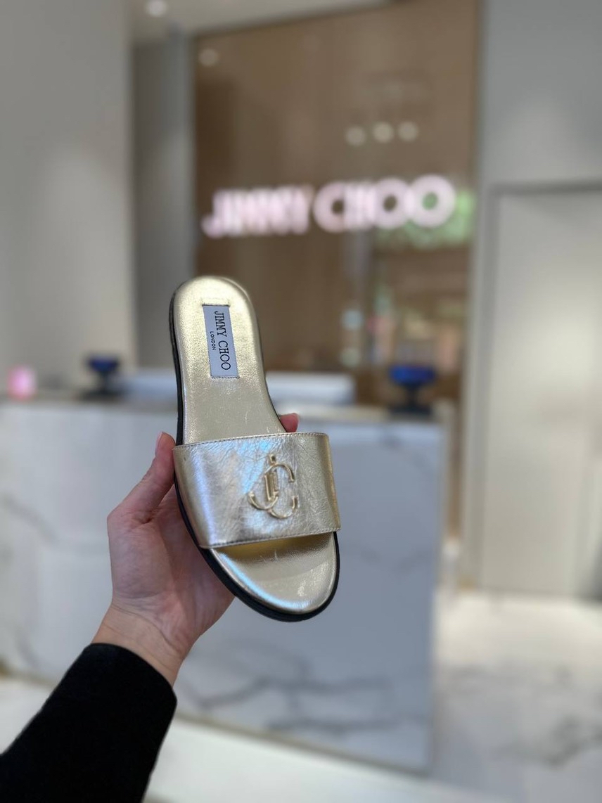 JIMMY CHOO Slides side view - Women's luxury Shoes