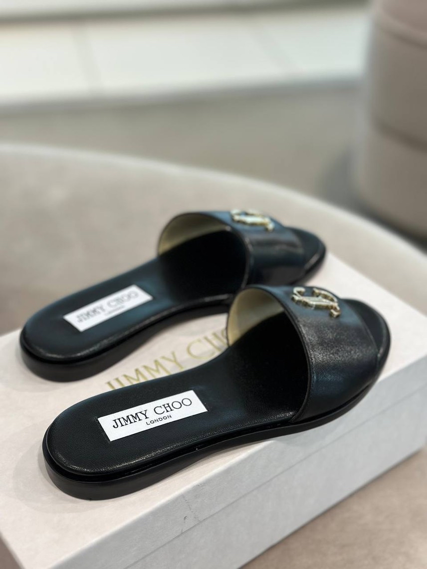 JIMMY CHOO Slides side view - Women's luxury Shoes