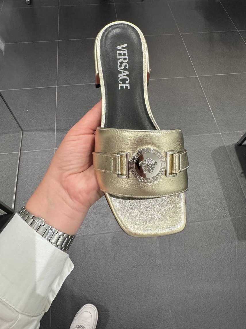 VERSACE Slides side view - Women's luxury Shoes