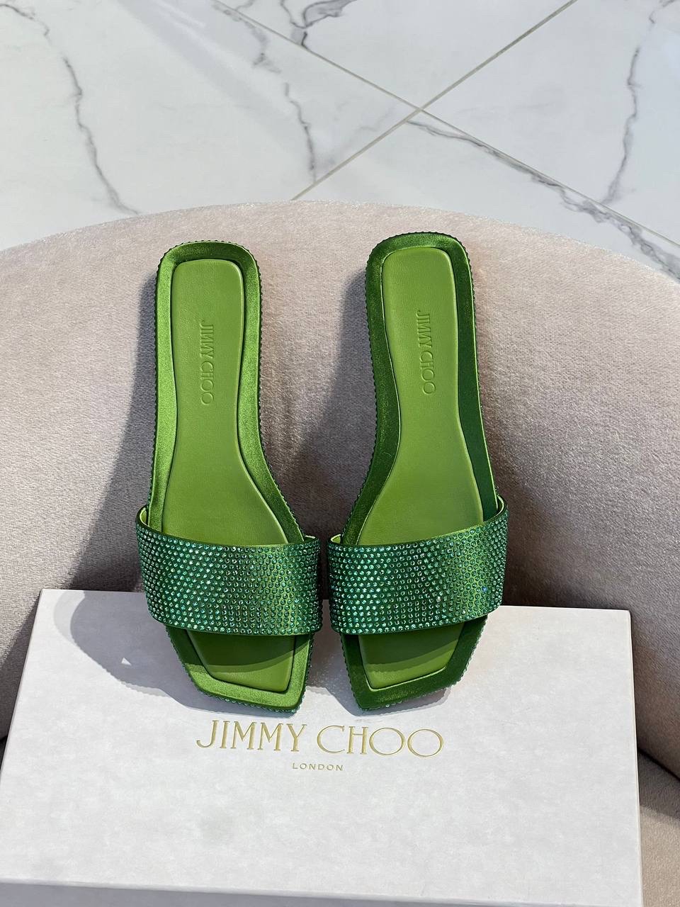 JIMMY CHOO Slides side view - Women's luxury Shoes