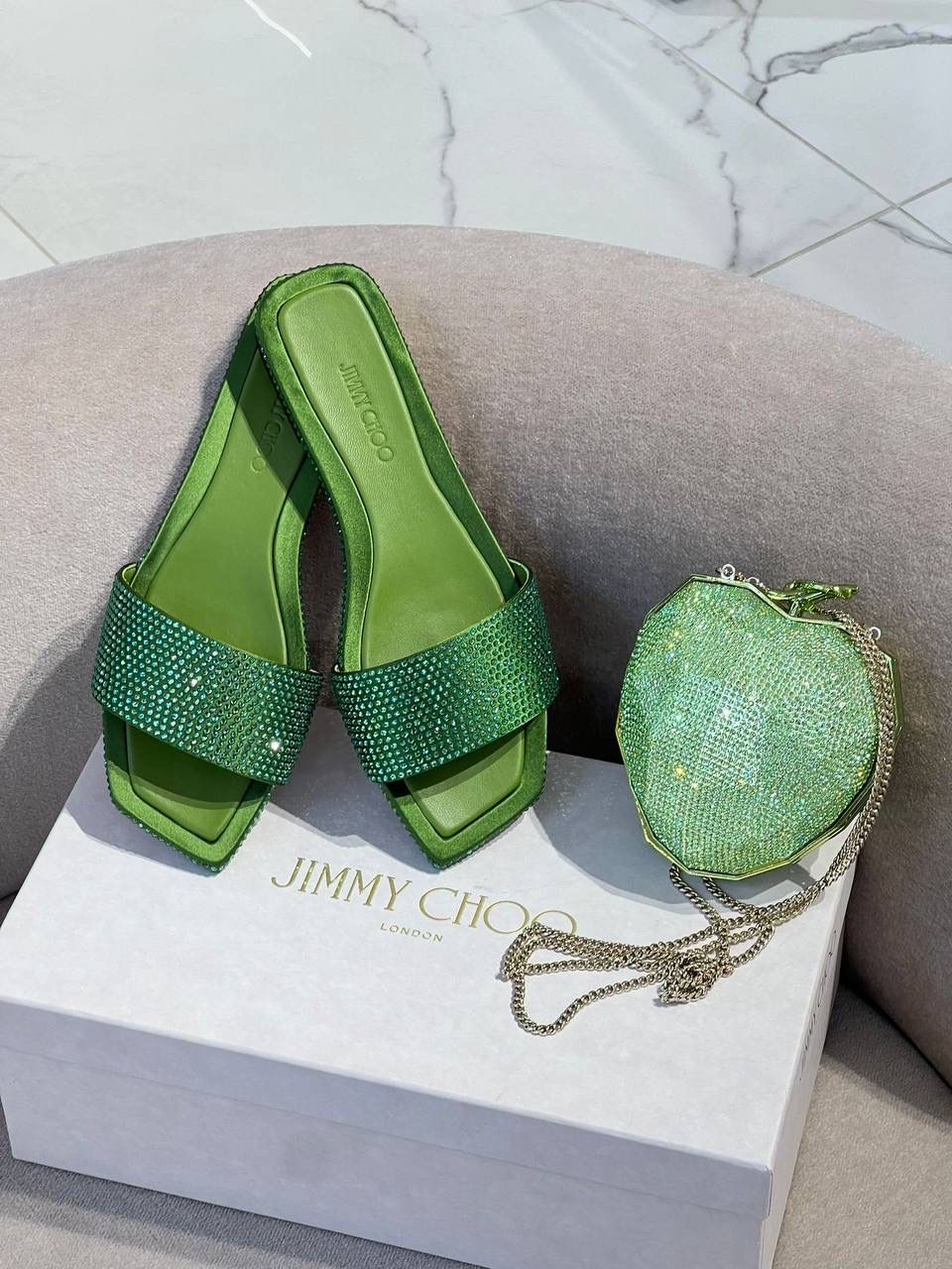 JIMMY CHOO Slides side view - Women's luxury Shoes
