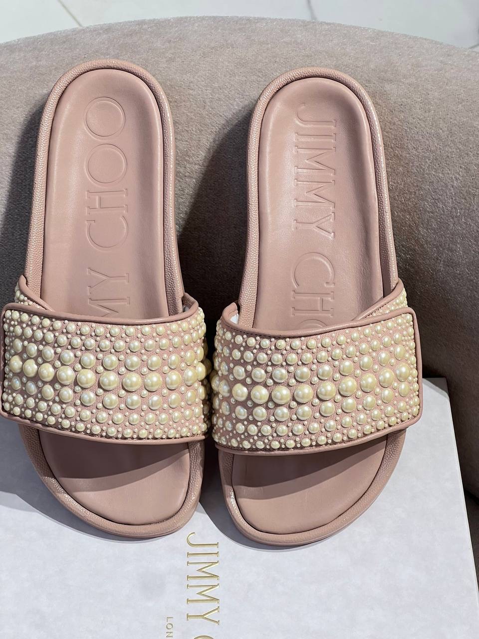 JIMMY CHOO Slides side view - Women's luxury Shoes