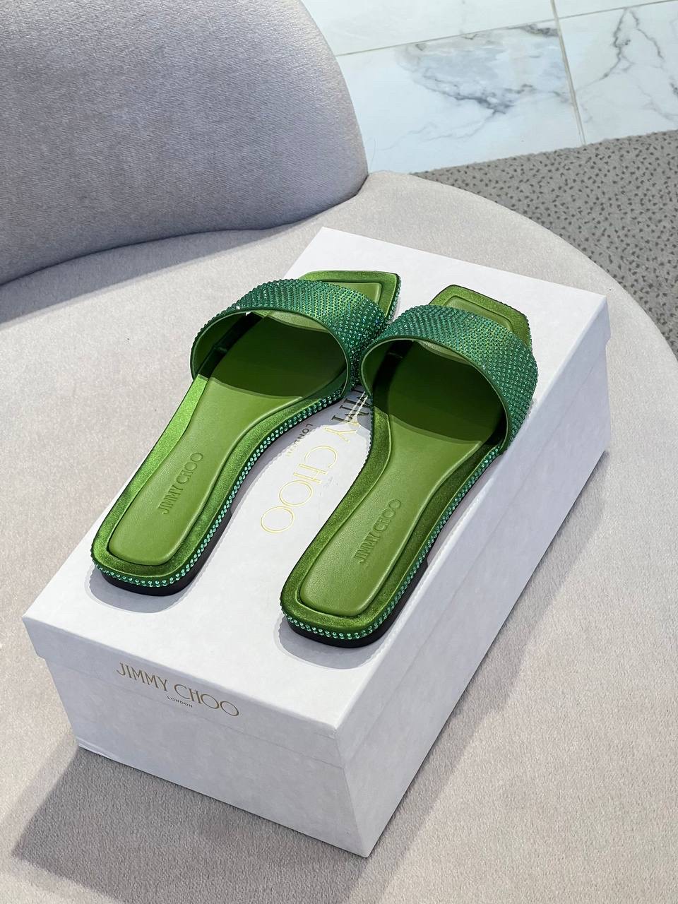 JIMMY CHOO Slides side view - Women's luxury Shoes