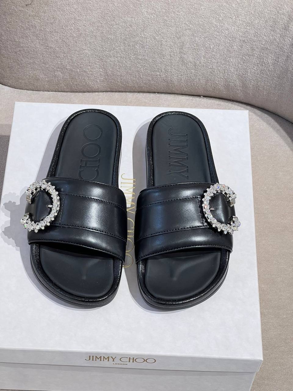 JIMMY CHOO Slides side view - Women's luxury Shoes