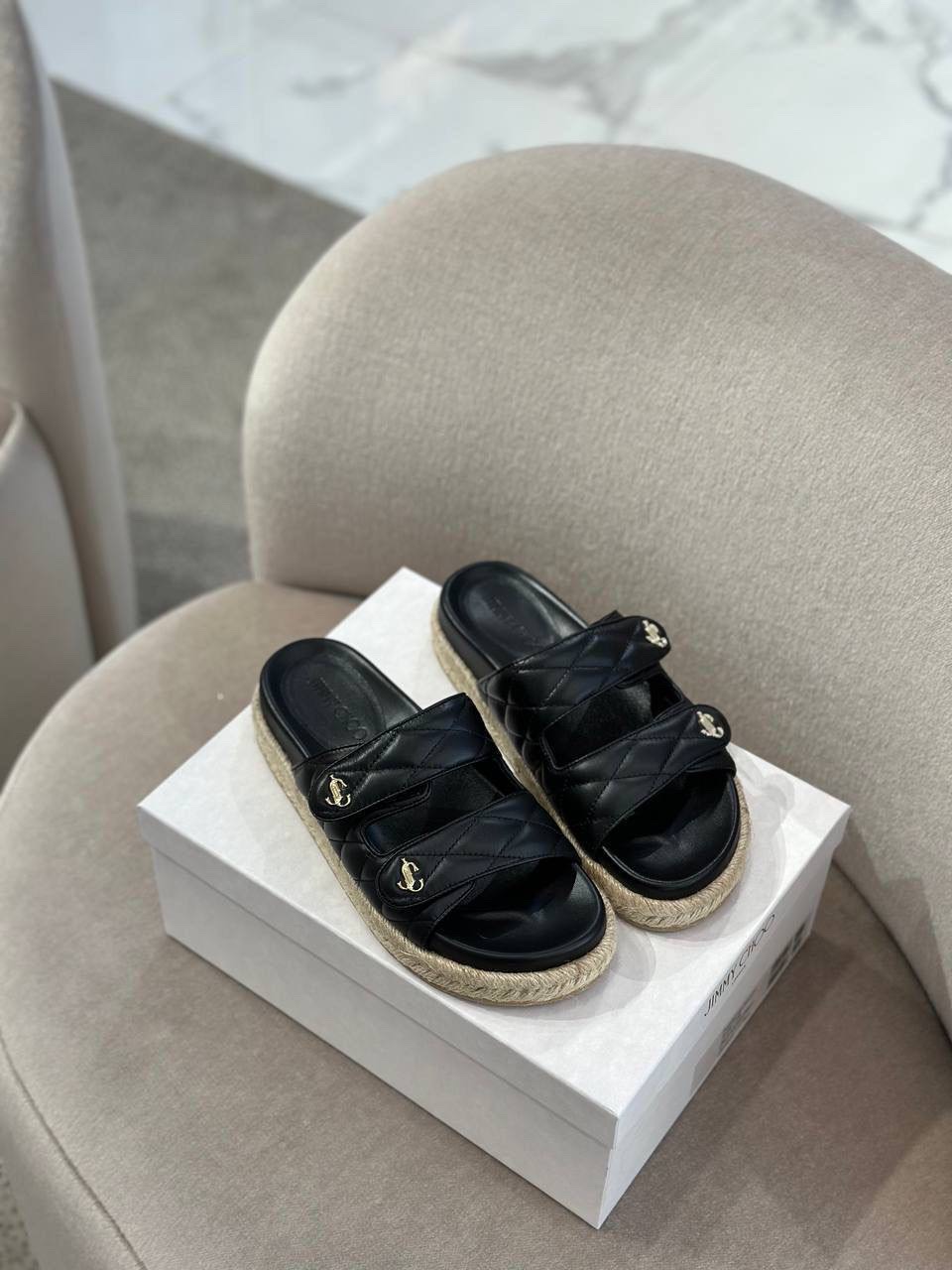 JIMMY CHOO Slides side view - Women's luxury Shoes