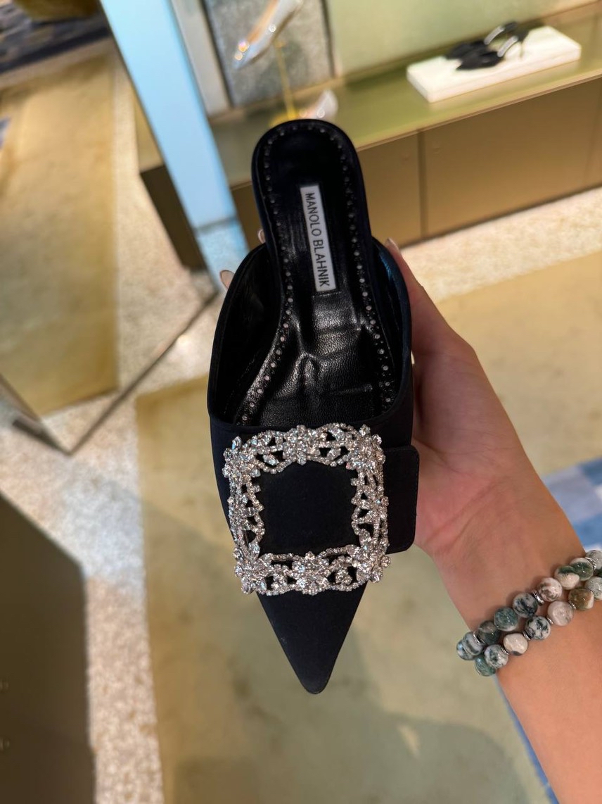 MANOLO BLAHNIK Slides side view - Women's luxury Shoes