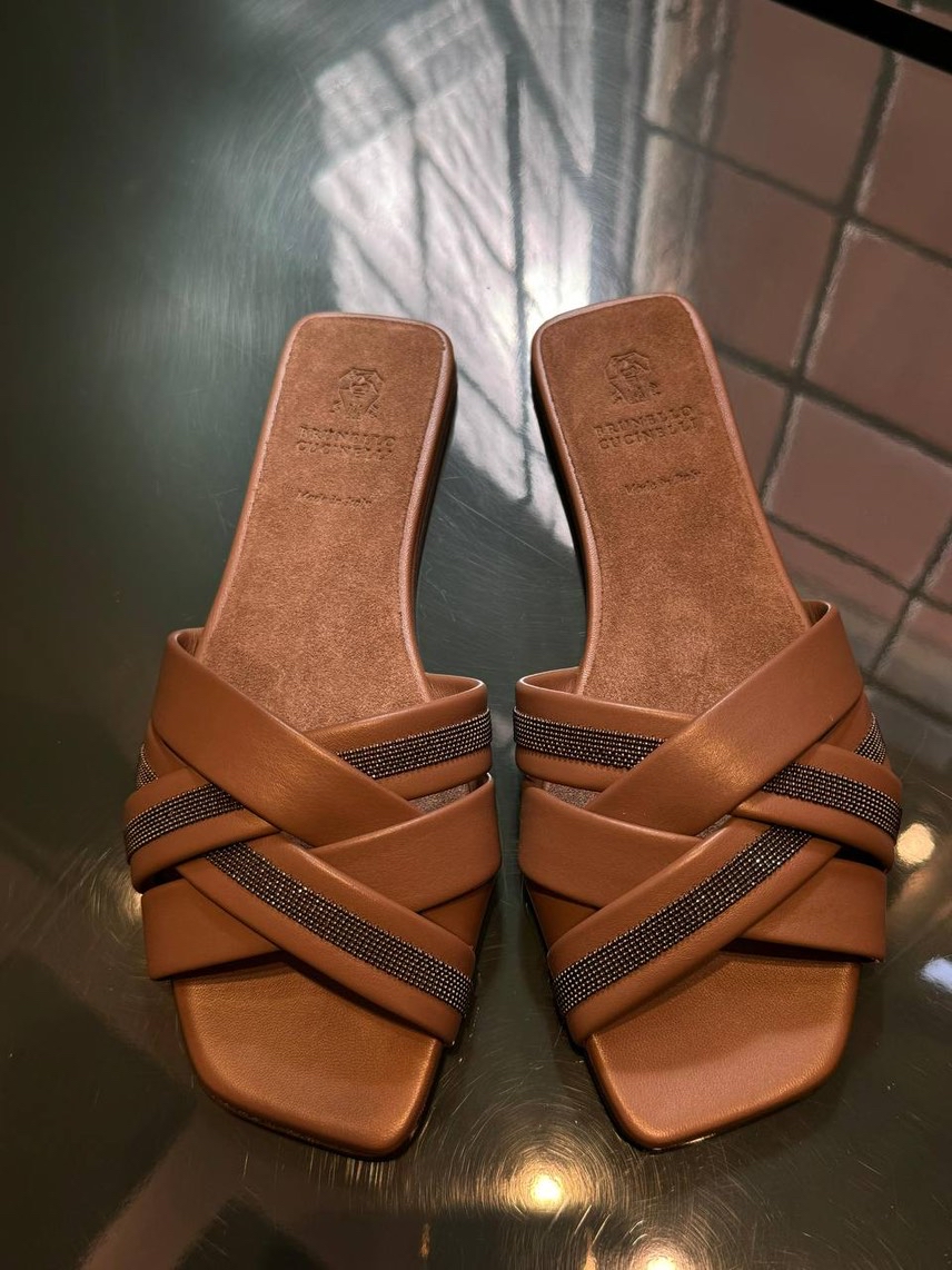 BRUNELLO CUCINELLI Slides front view - Women's luxury Shoes