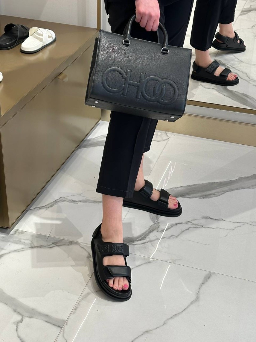 JIMMY CHOO Slides side view - Women's luxury Shoes