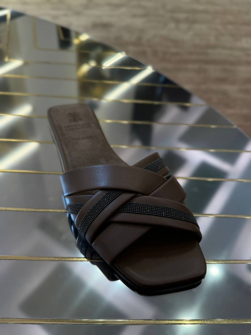 BRUNELLO CUCINELLI Slides front view - Women's luxury Shoes