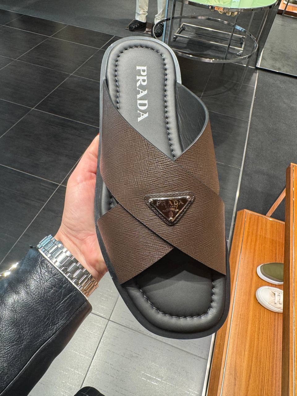 PRADA Slides front view - Men's luxury Shoes
