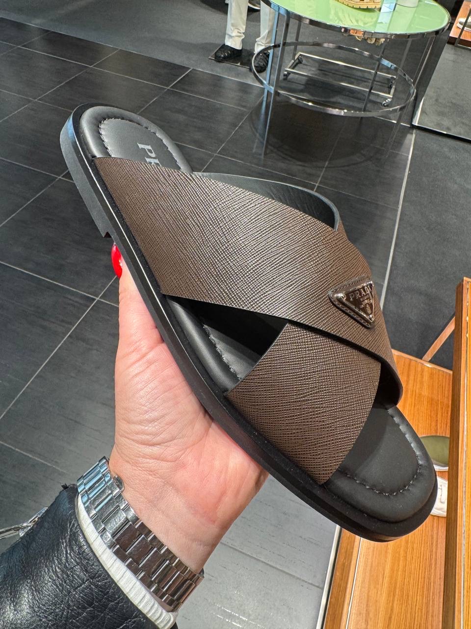 PRADA Slides side view - Men's luxury Shoes