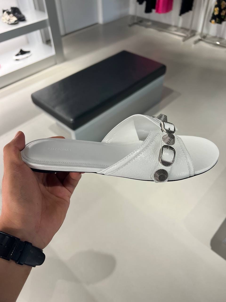 BALENCIAGA Slides side view - Women's luxury Shoes