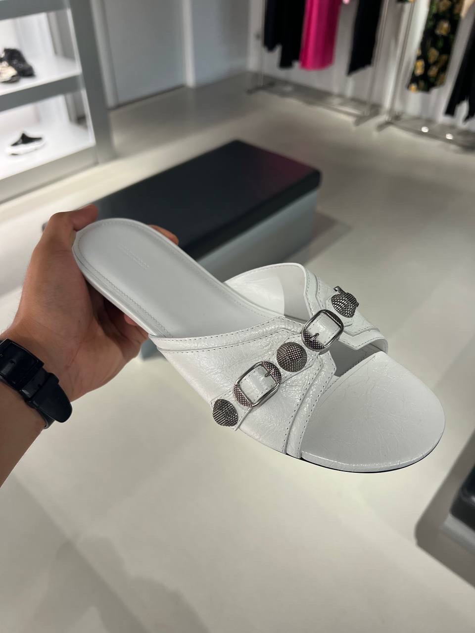 BALENCIAGA Slides front view - Women's luxury Shoes